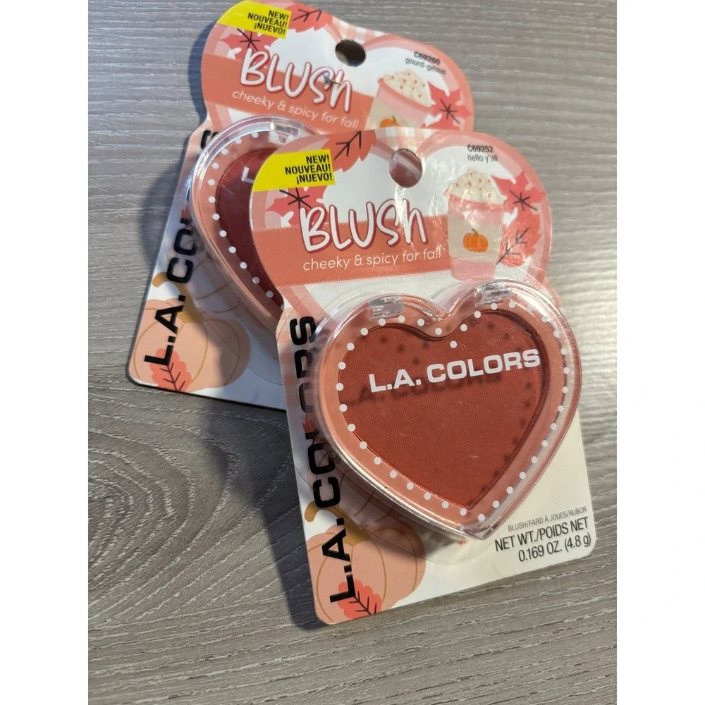 NEW L.A. COLORS Fall Blush Duo Hello Y'all & Gourd-geous Heart Compacts 2 Pack